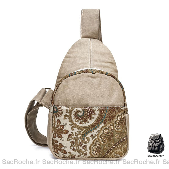 Sac À Dos Femme Bohème Porté Poitrine Beige Sac A Dos Femme