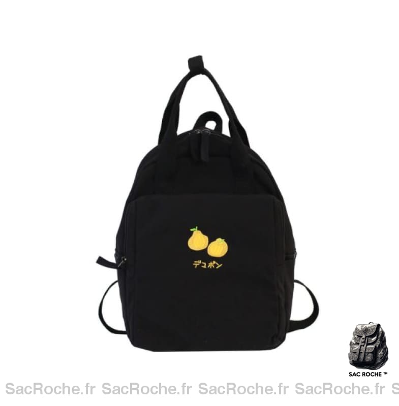 Sac à dos femme brodé en nylon - Noir - Sac à dos Sac à dos fille