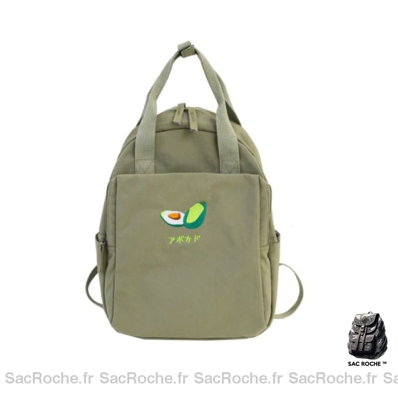 Sac à dos femme brodé en nylon - Vert - Sac à dos scolaire Sac à dos