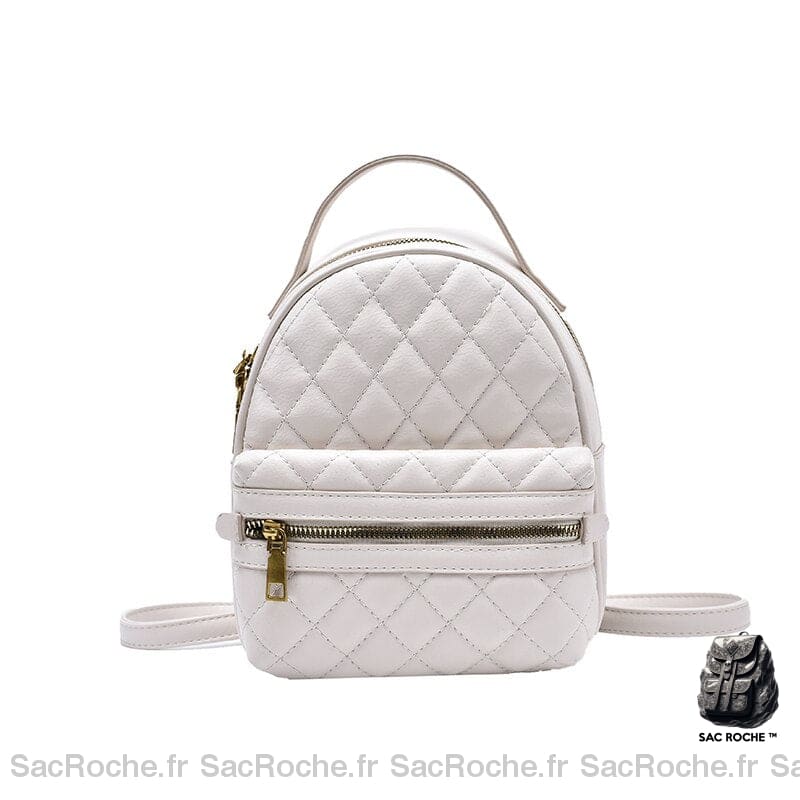 Sac À Dos Femme Carreaux Mini Blanc Petit