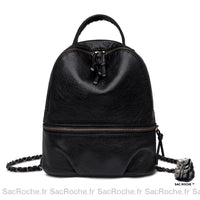Sac à Dos Femme Citadin Chaînettes Métalliques - modèle Noir - Sac Roche ™