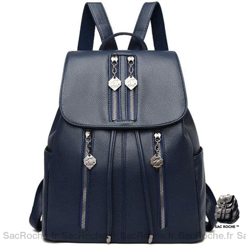 Sac À Dos Femme Citadin Mono Coloris Bleu Sacs Dos Femme