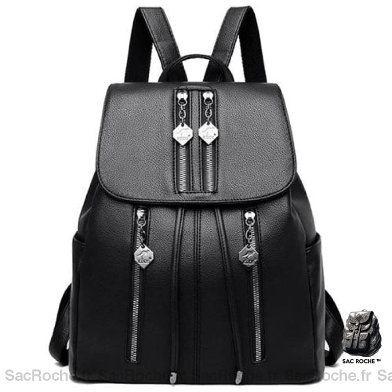 Sac À Dos Femme Citadin Mono Coloris Noir Sacs Dos Femme