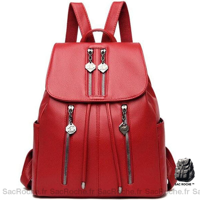 Sac À Dos Femme Citadin Mono Coloris Rouge Sacs Dos Femme