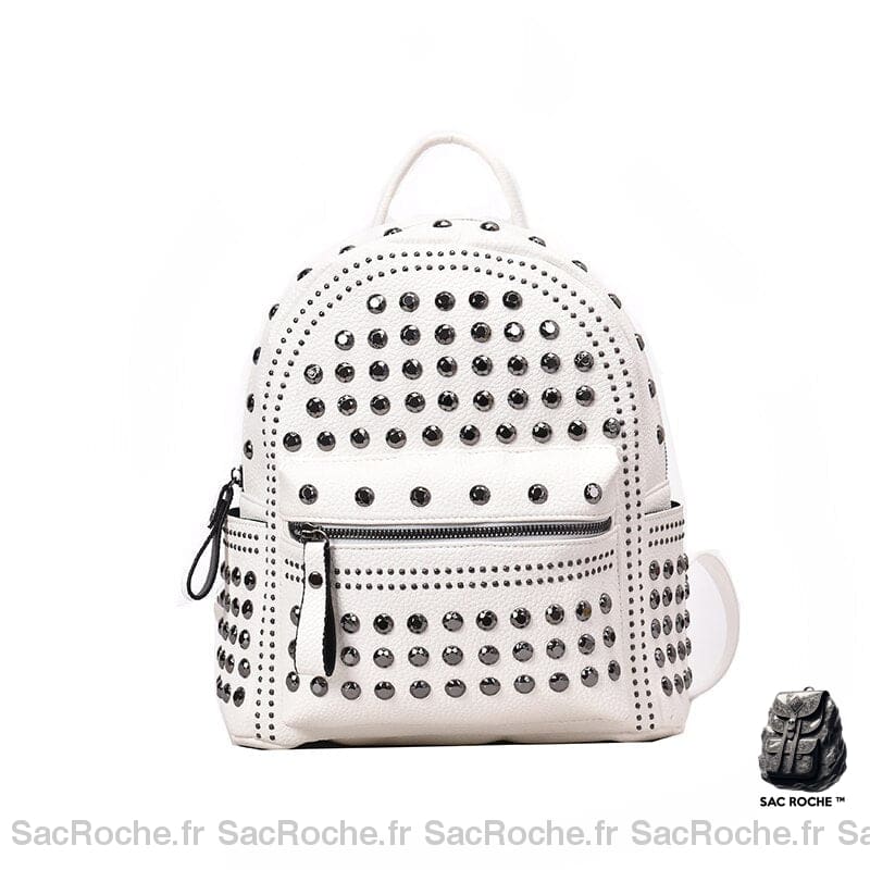 Sac À Dos Femme Clous Blanc / Petit L 15Cm-H 23Ccm-L 23Cm