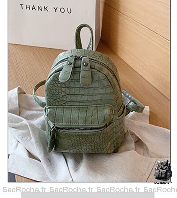 Sac À Dos Femme Croco Mini Vert Petit