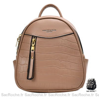 Sac à dos femme crocodile, petit format - modèle Marron - Sac Roche ™