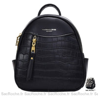 Sac à dos femme crocodile, petit format - modèle Noir - Sac Roche ™