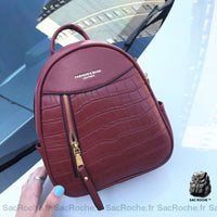Sac à dos femme crocodile, petit format - modèle Rouge - Sac Roche ™