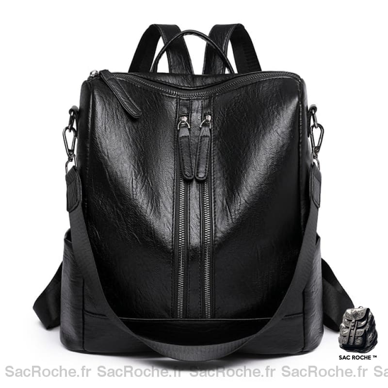Sac À Dos Femme Cuir Bandoulière Amovible Noir Sac A Dos Femme