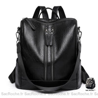 Sac à Dos Femme Cuir Bandoulière Amovible - modèle Noir - Sac Roche ™