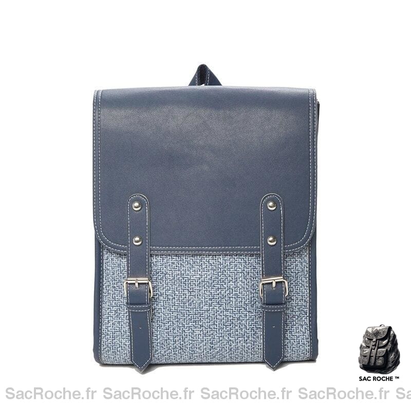 Sac à dos cuir deux tons pour femme - Bleu - Sac à main Bleu cobalt / M
