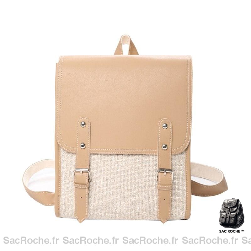 Sac à dos cuir deux tons pour femme - Kaki - Sac à main Sac à dos