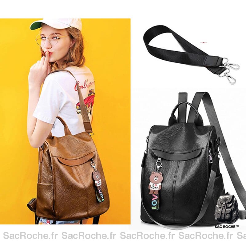 Sac À Dos Femme Cuir Pu Multifonction