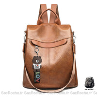 Sac à dos femme cuir PU multifonction - modèle Marron - Sac Roche ™