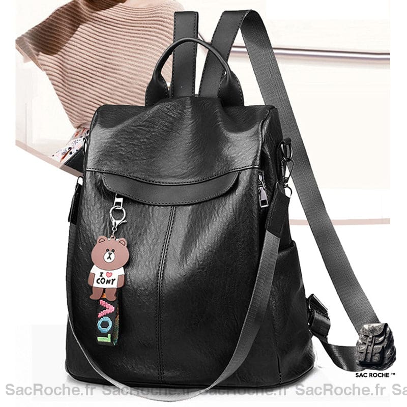 Sac à dos femme multifonction en cuir PU - Noir - Sac à dos Sac
