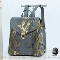 Sac à dos femme cuir python - modèle Gris - Sac Roche ™