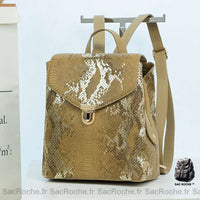 Sac à dos femme cuir python - modèle khaki - Sac Roche ™