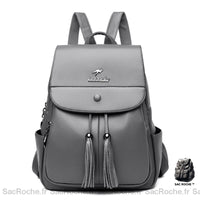Sac à Dos Femme Cuir Rouge Trapèze - modèle Gris - Sac Roche ™
