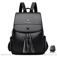 Sac à Dos Femme Cuir Rouge Trapèze - modèle Noir - Sac Roche ™