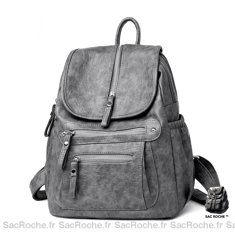Sac À Dos Femme Cuir Tendance Gris Petit Dos Femme