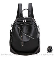 Sac à dos femme cuir uni - modèle Noir - Sac Roche ™