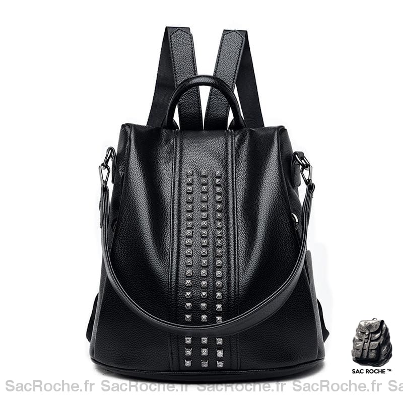 Sac à dos élégant en polyester pour femme - Noir - Sac à main Sac à dos