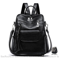 Sac à dos femme en cuir noir - Sac Roche ™