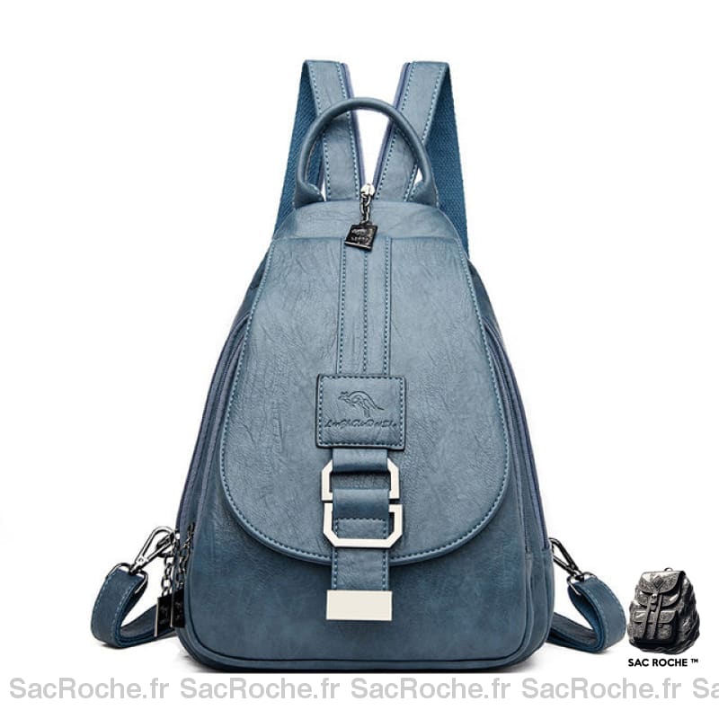 Sac À Dos Femme En Cuir Rabat Mono-Bretelle Bleu Sac A Dos Femme
