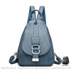 Sac À Dos Femme En Cuir Rabat Mono-Bretelle Bleu Sac A Dos Femme