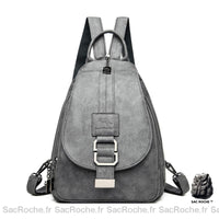 Sac À Dos Femme En Cuir Rabat Mono-Bretelle Gris Sac A Dos Femme