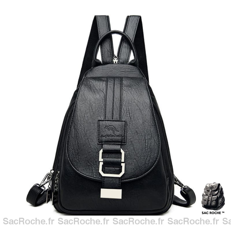 Sac À Dos Femme En Cuir Rabat Mono-Bretelle Noir Sac A Dos Femme