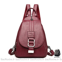 Sac à Dos Femme en Cuir Rabat Mono-Bretelle - modèle Rouge - Sac Roche ™