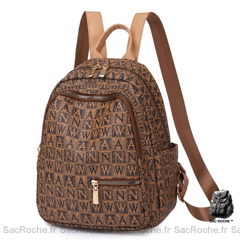 Sac À Dos Femme En Simili Cuir Imprimé - Multi Poches Style 3 Sac A