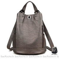 Sac à dos femme épuré simili cuir - modèle Gris - Sac Roche ™