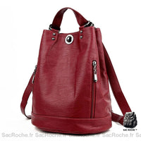 Sac à dos cuir femme style épuré - Rouge - Sac à main Sac à dos