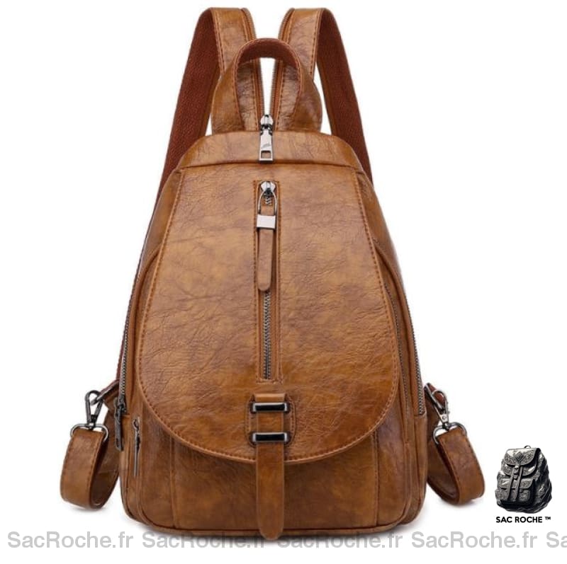 Sac à dos été en cuir PU pour femme - Marron - Sac à dos scolaire Sac à main