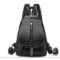 Sac à dos femme été simili cuir - modèle Noir - Sac Roche ™