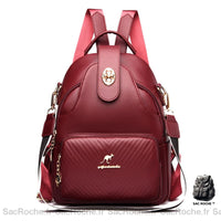 Sac à dos femme grainé noir avec détails dorés - modèle Rouge - Sac Roche ™