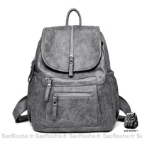 Sac à dos femme gris simili cuir - Sac Roche ™