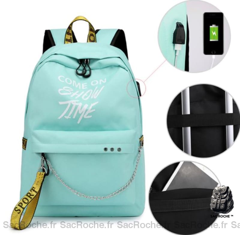 Sac à dos femme à motif lumineux - Bleu - Sac à dos scolaire Sac à dos