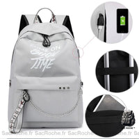 Sac à dos femme lumineux motif - modèle Gris - Sac Roche ™