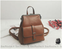 Sac à dos femme marron vintage similicuir - modèle Marron - Sac Roche ™