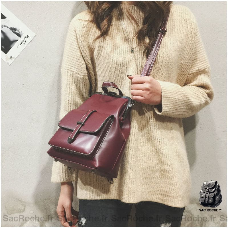 Sac À Dos Femme Marron Vintage Similicuir