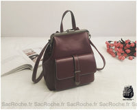 Sac à dos femme marron vintage similicuir - modèle Rouge - Sac Roche ™
