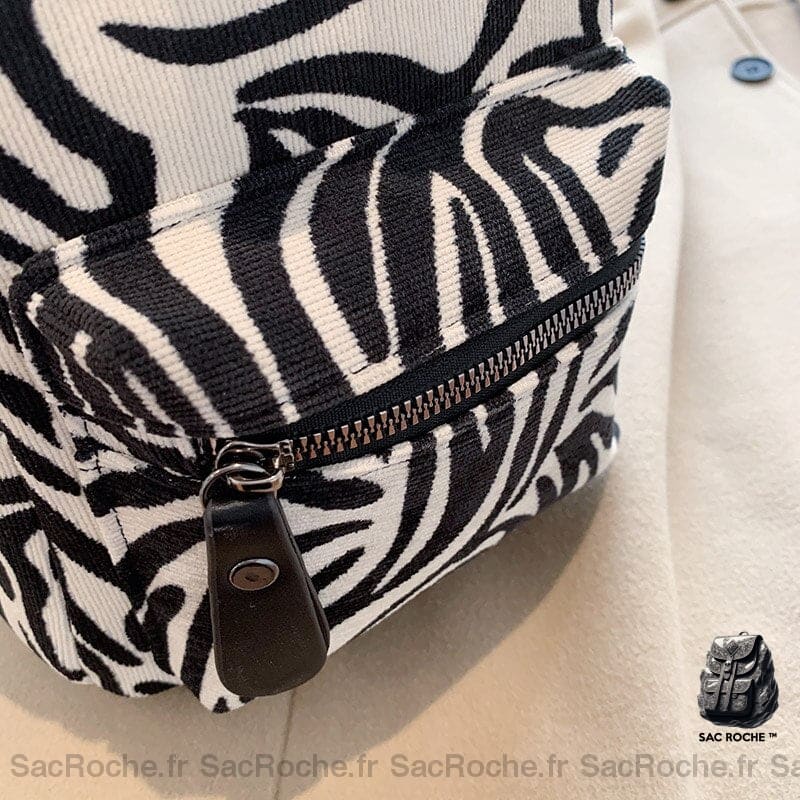 Sac À Dos Femme Motif Zèbre Velours Côtelé