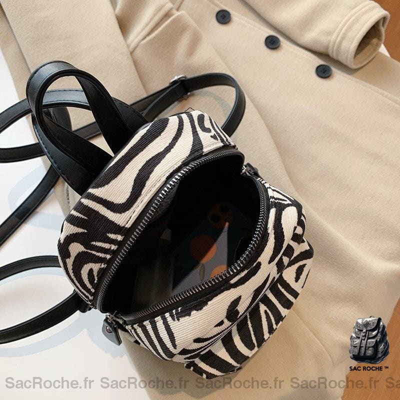 Sac À Dos Femme Motif Zèbre Velours Côtelé