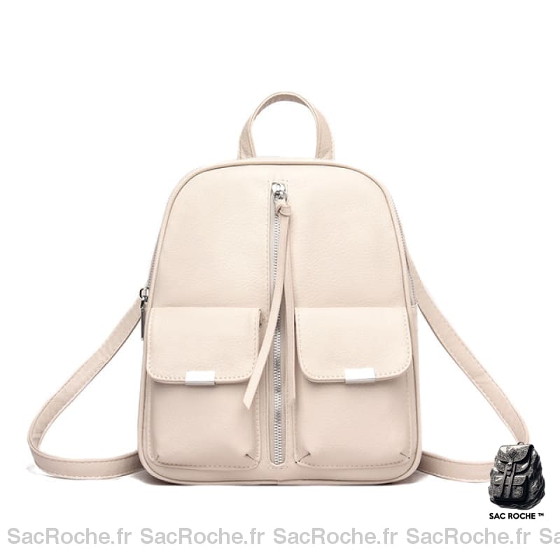 Sac À Dos Femme Multipoches Original - Simili Cuir Beige Sac A