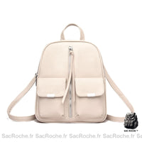 Sac à dos femme multipoches original - simili cuir - modèle Beige - Sac Roche ™