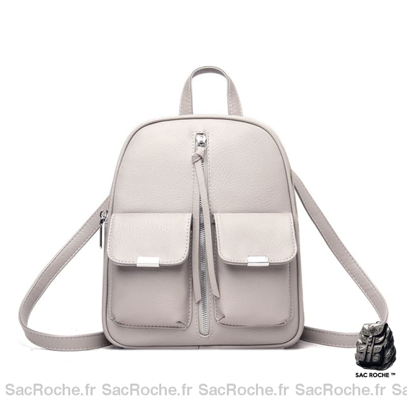 Sac À Dos Femme Multipoches Original - Simili Cuir Gris Sac A